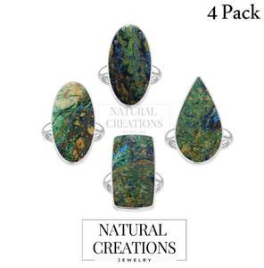 925 argent Sterling unisexe bague de fiançailles lunette réglage Azurite Malachite poire et formes ovales Style classique bague positive - Product Image 3