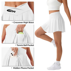 Jupe de tennis décontractée évacuant l'humidité Tissu à séchage rapide avec doublure intégrée Taille élastique Coutures plates et lisses pour plus de confort - Product Image 3