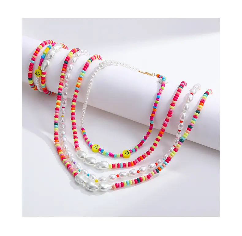 Barock perle überlappende bunte Halskette Europa und die Vereinigten Staaten Sommer Perlen gemischte Farbe Perlenkette