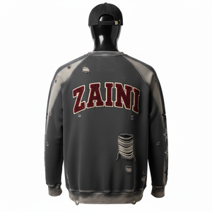 Sweat-shirt en molleton premium 330 GSM, mélange de coton lourd, col rond chaud avec logo personnalisé brodé, sweat-shirts basiques - Product Image 5