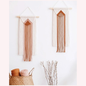 Tapiz de hilo colgante de dos colores, decoración Bohemia para el hogar con fibras texturizadas suaves en gris y blanco elegante - Product Image 2