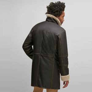 Manteau en cuir doublé de fausse fourrure noire-Veste d'hiver chaude et élégante pour hommes et femmes, parfaite pour les vêtements décontractés et d'extérieur - Product Image 3