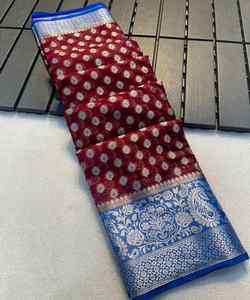 Saree en dentelle avec mouchoirs et fleurs pour les fêtes - Product Image 6