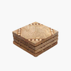 Sous-verres carrés en bois d'acacia Protection du dessus de table Comptoir et surfaces Taille 4 x 4 pouces - Product Image 5