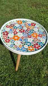 Mesa auxiliar de mosaico deslumbrante: Arte iridiscente-mesa de centro azul-mesa auxiliar-Decoración de sala de estar-regalo - Product Image 2