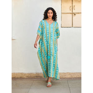 Caftán Maxi Floral de Algodón Mahal para Fiestas - Product Image 1