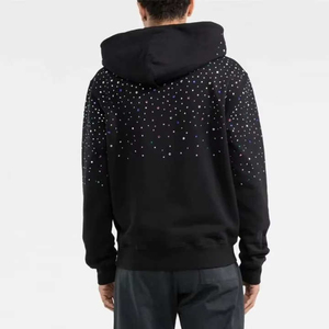 Sweats à capuche en strass logo personnalisé hommes sweat Street Wear éponge française 100% coton pull à capuche prix de gros OEM 2025 - Product Image 4