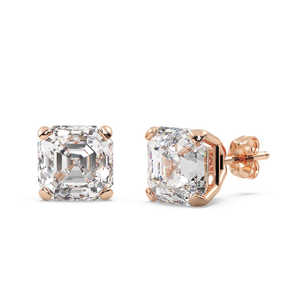 Pendientes de Diamantes con Corte Asscher en Oro Rosa de 14 Quilates, 0.75 Quilates, Calidad H SI1-SI2 - Product Image 3