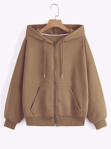 Sweat à capuche oversize pour femme en molleton de coton de haute qualité, décontracté, pour l'hiver, avec logo et étiquette personnalisés sur le devant - Product Image 2