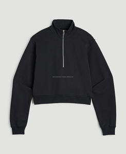 Best Selling <b>Women's</b> 100% Cotton <b>Fleece</b> Stand Half Zipper Sweatshirt Winter Customized Knitted Logo Embroidered Solid <b>Pattern</b> - Product Image 5