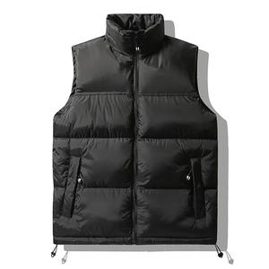 Gilet rembourré avec logo personnalisé orange et tendance de haute qualité avec poches à bulles Service OEM Gilet d'hiver grande taille pour hommes - Product Image 5