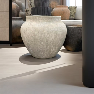 PLANTEUR DE JARDIN RUSTIQUE POLYSTONE FAIT À LA MAIN PLANTEUR EN FIBRE DE VERRE PLANTEUR LÉGER DE STYLE NORDIQUE - Product Image 1