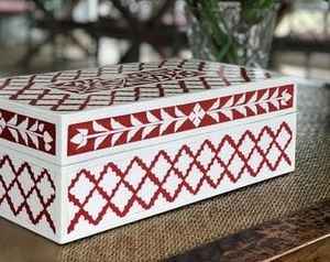 Boîtes à mouchoirs indiennes faites à la main de meilleure qualité Nouvel article avec incrustation d'os et design en bois pour bureau à domicile ou restaurant - Product Image 3