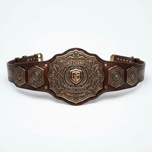 Cinturón de Campeonato Grand Title Unisex de Cuero, Equipo de Entrenamiento de Artes Marciales, Duradero, Negro con Incrustaciones de Gemas Ámbar - Product Image 2