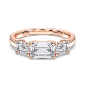 2.50 carats E-F/VVS-VS Moissanite taille émeraude diamant 3 pierres griffes ensemble bague de fiançailles en or massif pour les femmes - Product Image 6