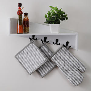 100% coton mitaines de four bande de Silicone résistant à la chaleur lave-vaisselle Logo personnalisé porte-casseroles pour la cuisson au four à micro-ondes - Product Image 2