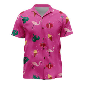 Botón transpirable Hombres Mujeres Vacaciones Playa Camisa Sol y Cactus Patrón Sublimación Imprimir Secado rápido Camisas hawaianas - Product Image 4