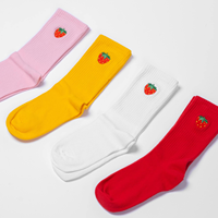 Logo personnalisé, broderie de fraises de dessin animé, coton, col rond, respirant, séchage rapide, écologique, tricot décontracté, homme femme, usage quotidien