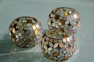 Candélabre en argent avec 5 bougeoirs à mosaïque pour la décoration de table de mariage, vente chaude, artisanat en métal, candélabre fait à la main - Product Image 2