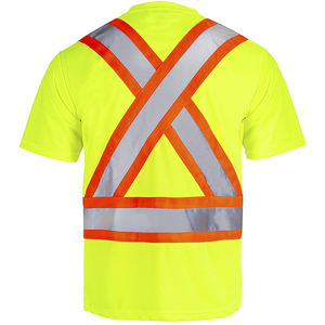 Camiseta de Seguridad Reflectante con X en la Espalda, ANSI Clase 3, Alta Visibilidad, Manga Corta con Bolsillos - Product Image 3