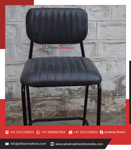 Chaise de bar industrielle vintage en fer et cuir pour hôtels cafés ateliers cuisines salons entrées disponibles en gros - Product Image 6