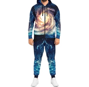 Ensemble de survêtement sportif pour homme et femme, imprimé en 3D, avec capuche, motif galaxie, sublimation, logo personnalisé - Product Image 2
