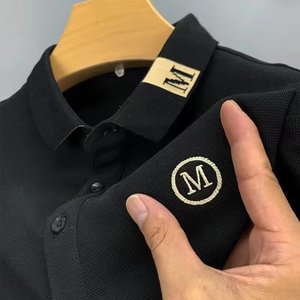 เสื้อโปโลผ้าฝ้าย100เปอร์เซ็นต์สำหรับผู้ชายเสื้อกอล์ฟทรงสลิมฟิตออกแบบโลโก้ของคุณเอง - Product Image 4