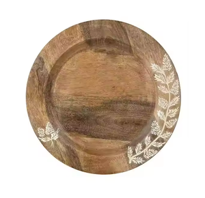 Assiette de chargeur en bois naturel simple personnalisé vente chaude ensemble de vaisselle faite à la main assiette décoration utilisée - Product Image 6