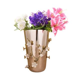 Florero de Metal decorativo antiguo con diseño Floral de amapola de latón hecho a mano inoxidable pulido para decoración de hogar y oficina - Product Image 3