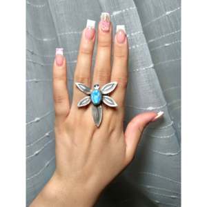 <b>Adjustable</b> Golden Hill Turquoise & Platinum Sterling Silver <b>Ring</b> Handmade by Navajo Artists for Everyday Wear - Product Image 5
