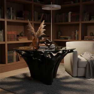 Mesa Consola de Raíz de Teca Pintada en Negro, Muebles para el Hogar - Product Image 5