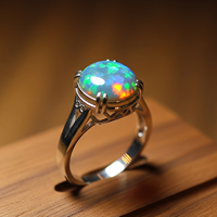 Bague en Zircon Naturel d'Éthiopie, Plaqué Or Rose et Rhodium sur Laiton, Sertissage Clos, Tendance, Certifiée, Cadeau Statement pour Femme