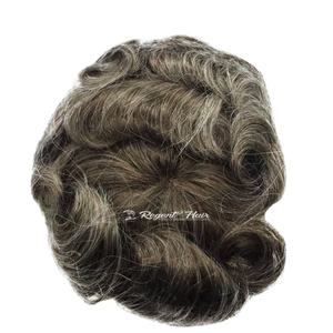 Venta al por mayor regente ligero atado a mano trama 100% cabello humano Remy estilo onda de agua natural tupé de encaje completo para hombres - Product Image 1