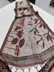 Vêtements occasionnels en soie Dhanwari avec imprimé floral et bordure Zari Saree Fabricant d'Inde au taux le plus bas - Product Image 5