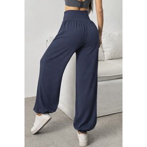 Pantalones de viscosa de dos hilos con cintura alta, bolsillos fruncidos y corte ancho para mujer, 32472 - Product Image 2