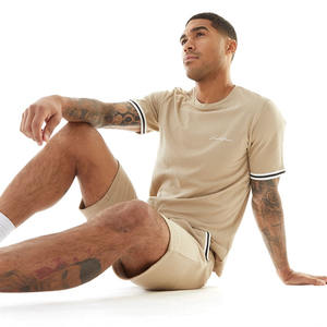 2024 Acid Wash Sun Faded Distressed Vintage T-shirts y Sweat Shorts Custom Silicone Print Shorts Set para hombres - Product Image 3