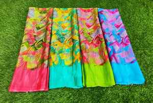 Saree de crepé brillante, tela suave de la mejor calidad, Sari estampado de estilo moderno con blusa, fiesta de boda sin peso - Product Image 3