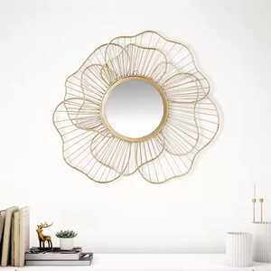 Miroir mural décoratif floral en métal Sunburst personnalisé et populaire en fer fait main moderne - Product Image 1