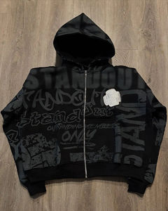 Dernier design tendance, sweat à capuche à imprimé intégral, sweat à capuche oversize avec fermeture éclair, streetwear, veste à fermeture éclair intégrale pour hommes et femmes - Product Image 3