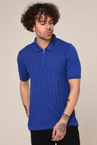 Old Money T-shirts de mode décontractés pour hommes 100% coton à col entonnoir Jacquard motif solide pour Polo gris texturé fermeture éclair en tricot - Product Image 5