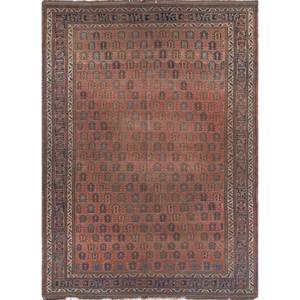 Aalam Hand Knotted Wool Rugs in <b>Red</b> & Orange Geometric Abstract Pattern for Home for Living Room Bedroom-Pae-5766 9x12 Rectangle - Product Image 1