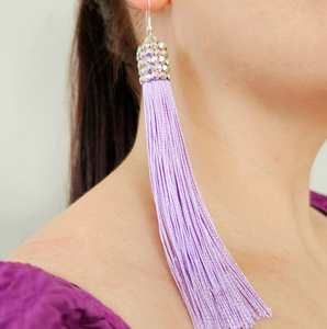 Pendientes de Baile de Salón Hechos a Mano, Pendientes Largos con Flecos y Borlas para Baile Latino - Dorado - Product Image 3