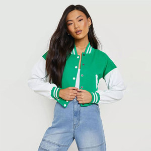Diseño personalizado de alta calidad señoras recortadas chaqueta de béisbol Top Trend Varsity chaqueta para las mujeres - Product Image 1