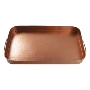 ถาดเสิร์ฟโลหะทรงสี่เหลี่ยมผืนผ้าเคลือบผิวทองแดงทำด้วยมือ - Product Image 2