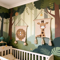 Décoration murale en crochet pour chambre de bébé, animaux de la jungle nordique, personnalisable, pour la maison