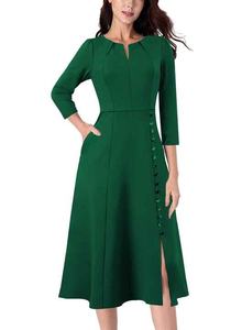 Robe de carrière élégante en polyester et spandex avec ajustement extensible pour un confort toute la journée et un style professionnel - Product Image 5