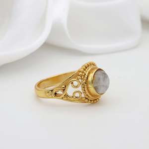 <b>Moonstone</b> Brass Filigree <b>Ring</b> 18k Gold Plated Tribal Wholesale Women <b>Ring</b> - Product Image 2