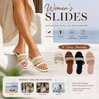 Sandales plates en cuir PU pour femmes, vente en gros, sandales d'été, semelle antidérapante en TPR, tongs de plage tendance pour femmes, logo personnalisé OEM