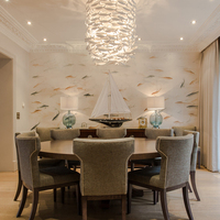 Lustre Moderne Artistique en Laiton Blanc, Design Poisson Rectangulaire, Style Côtier, Lumière Suspendue Énergétique Blanc Chaud Doux 2700K