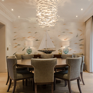 Lustre rectangulaire moderne <span class=keywords><strong>en</strong></span> céramique <span class=keywords><strong>blanche</strong></span>, design artistique poisson, style côtier, pour restaurants et écoles - Product Image 5